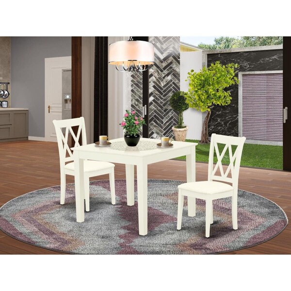 East West Furniture 3 Piece Oxford Dinette Set - Linen White OXCL3-LWH-C - main